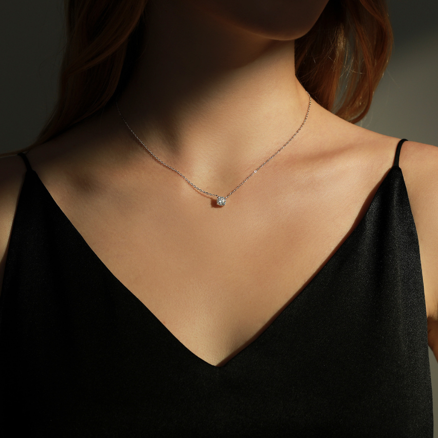 D Color Moissanite Pendant Necklace – Elegant 925 Sterling Silver Jewelry