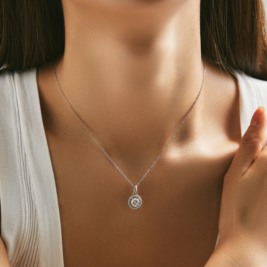 D Color 1 Carat Moissanite Pendant Necklace – Elegant 925 Sterling Silver Jewelry