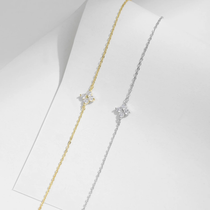 Elegant Four Leaf Clover CZ Bracelet – 925 Sterling Silver
