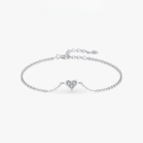 Elegant Heart Crystal Bracelet – 925 Sterling Silver