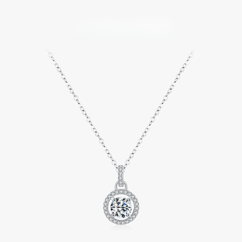 D Color 1 Carat Moissanite Pendant Necklace – Elegant 925 Sterling Silver Jewelry