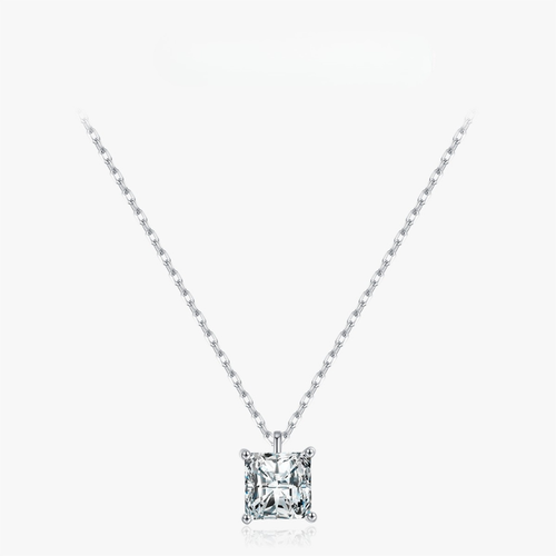 Elegant Square CZ Necklace – Platinum Plated 925 Sterling Silver Fine Jewelry