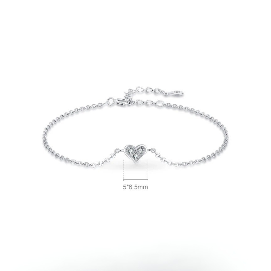 Elegant Heart Crystal Bracelet – 925 Sterling Silver