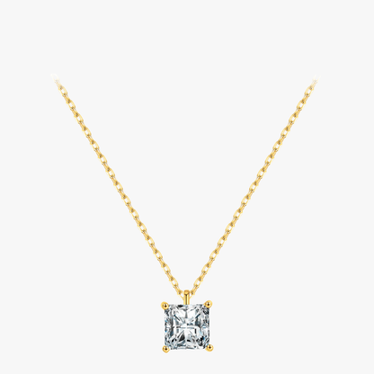Elegant Square CZ Necklace – Platinum Plated 925 Sterling Silver Fine Jewelry