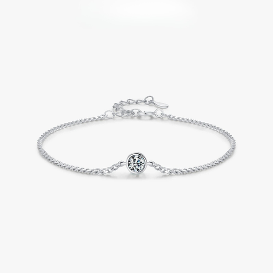 Minimal Bezel Moissanite Bracelet – 0.25CT 925 Sterling Silver