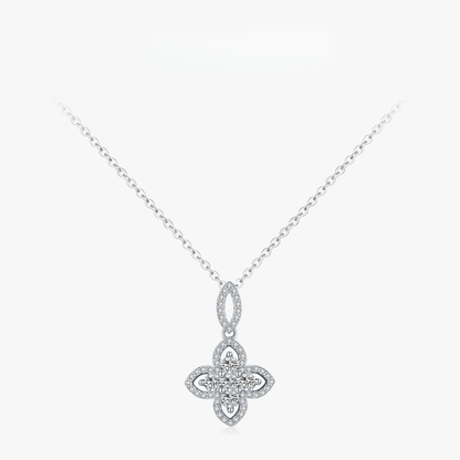 Lucky Four Leaf Clover CZ Necklace – Elegant 925 Sterling Silver Jewelry