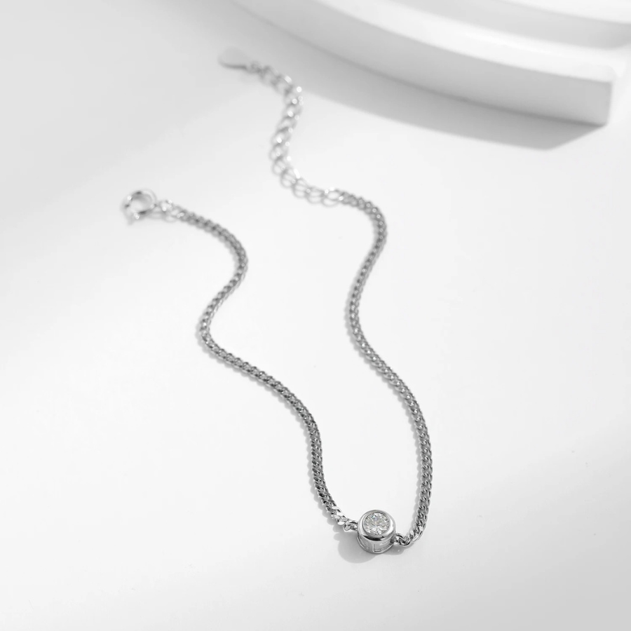 Minimal Bezel Moissanite Bracelet – 0.25CT 925 Sterling Silver