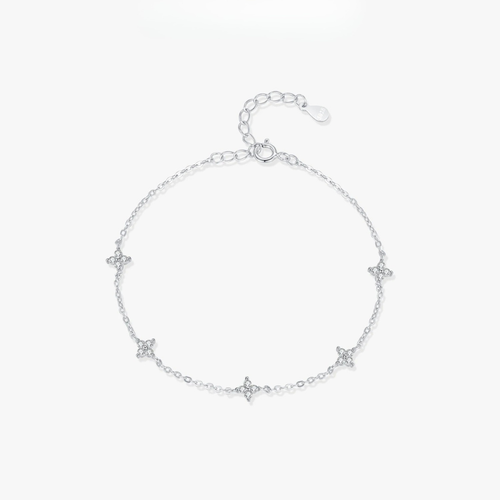 Dainty Mini Flower CZ Bracelet – 925 Sterling Silver