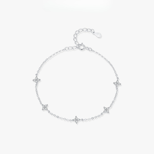 Dainty Mini Flower CZ Bracelet – 925 Sterling Silver