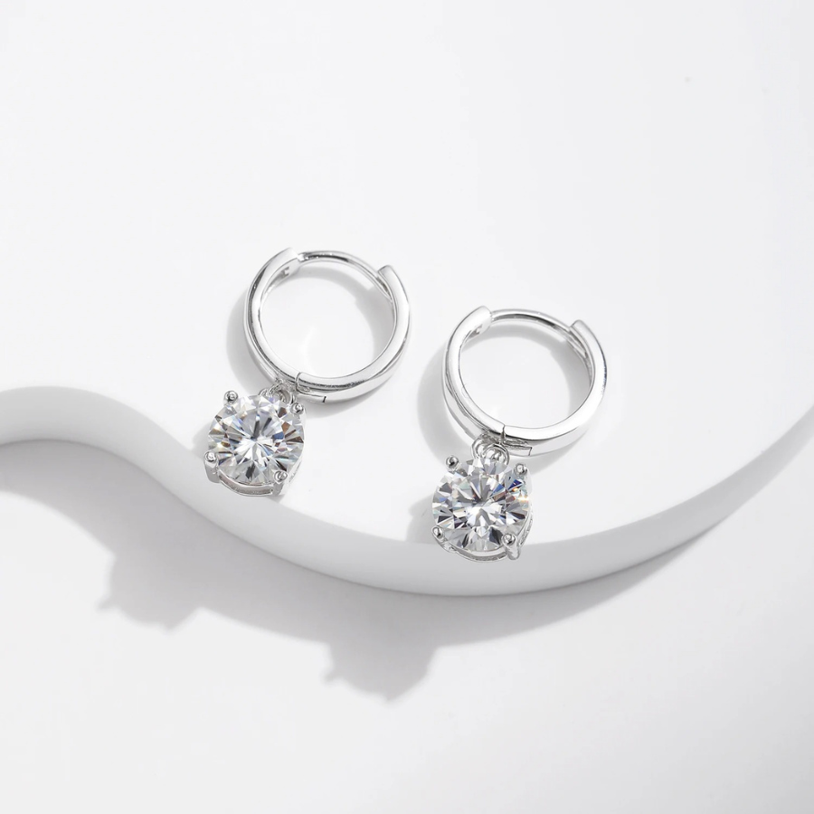 1.0CT D Color Moissanite Hoop Earrings – 925 Sterling Silver