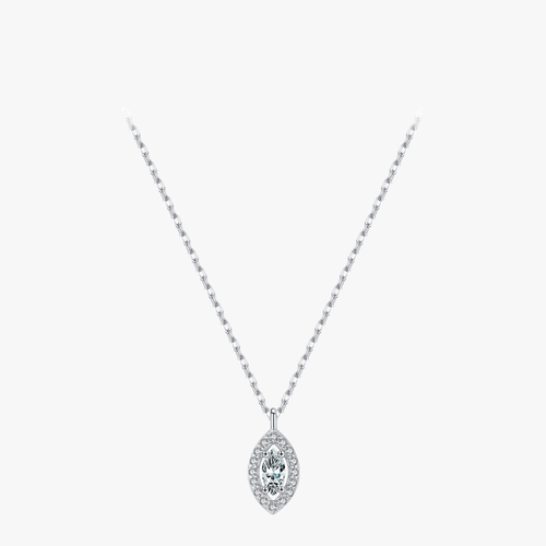 Trendy Rhombus CZ Necklace – Gold Tone 925 Sterling Silver Jewelry