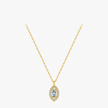 Trendy Rhombus CZ Necklace – Gold Tone 925 Sterling Silver Jewelry