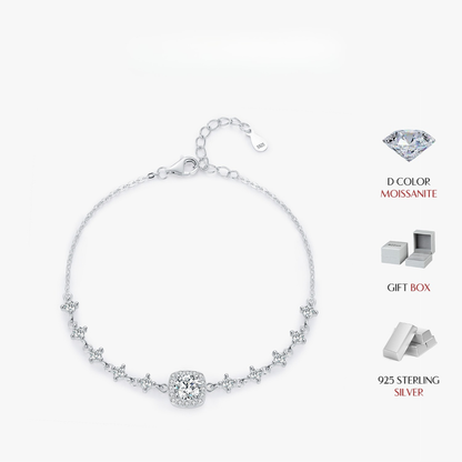 Luxury Moissanite Halo Bracelet – 0.8CT D Color 925 Sterling Silver