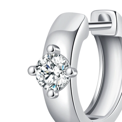 Elegant Round Moissanite Ear Buckle Earrings – 925 Sterling Silver