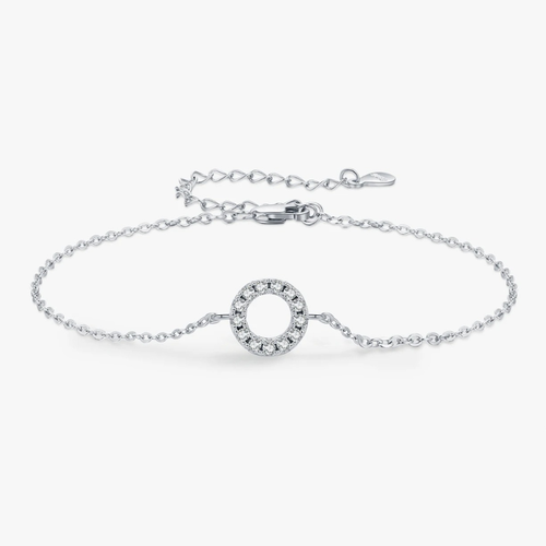 Elegant Hollow Round Moissanite Bracelet – 925 Sterling Silver
