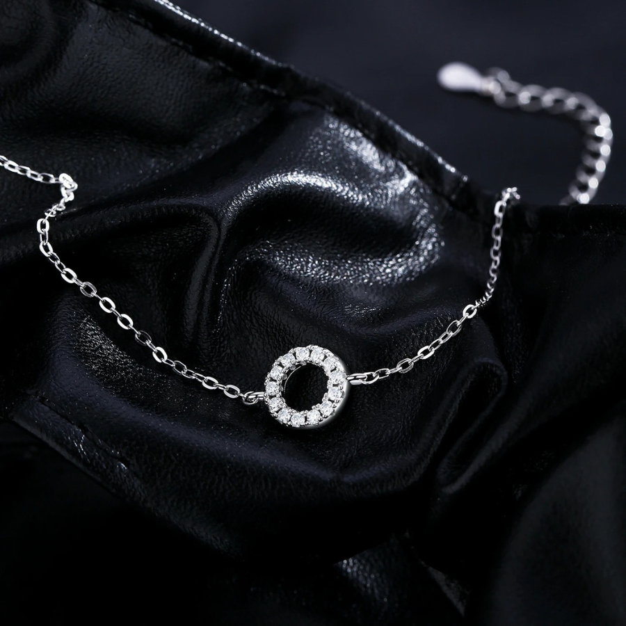 Elegant Hollow Round Moissanite Bracelet – 925 Sterling Silver