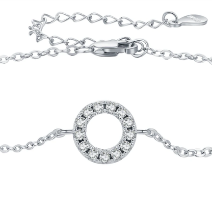 Elegant Hollow Round Moissanite Bracelet – 925 Sterling Silver