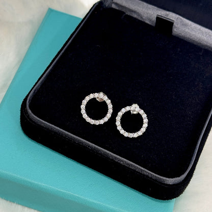 18K Celestial T Circle Diamonds Earrings
