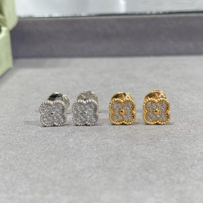 18K Celestial Vintage Alhambra Diamonds Earrings