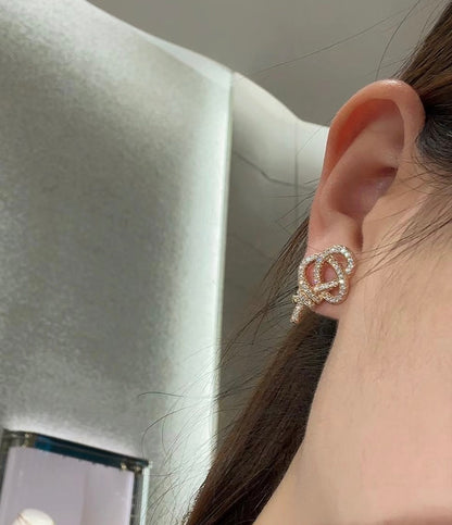 18K Celestial T Keys Woven Diamond Earrings