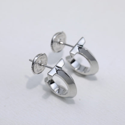 18K Celestial T Hoop Earrings