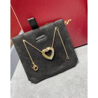 18K Celestial Trinity Heart Diamond Necklace