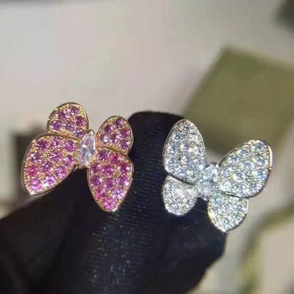 18K Celestial Two Butterfly Between the Finger Sapphire Ring