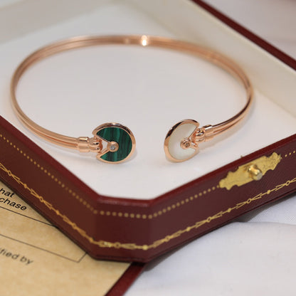 18K Celestial Malachite Pearl & Diamond Open Bracelet