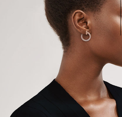 18K Celestial T T1 Open Hoop Rose Gold Earrings