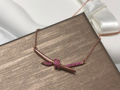 18K Celestial T Knot Pendant Diamond Necklace