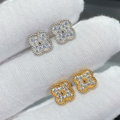 18K Celestial Vintage Alhambra Diamonds Earrings