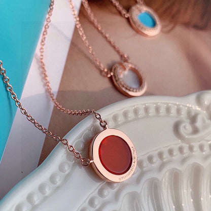 18K Celestial T Diamond & Turquoise Circle Pendant Necklace