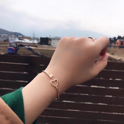 18K Celestial T Heart Key Wire Bracelet