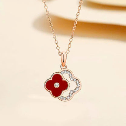 ELVORIA 18K Rose Gold Plated Four Leaf Clover Bracelet – 925 Sterling Silver